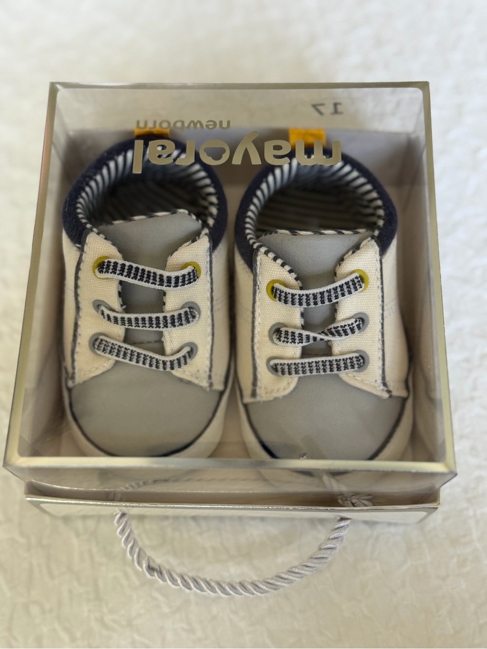 Mayoral Cream and Navy Infant Soft Sole Sneakers
